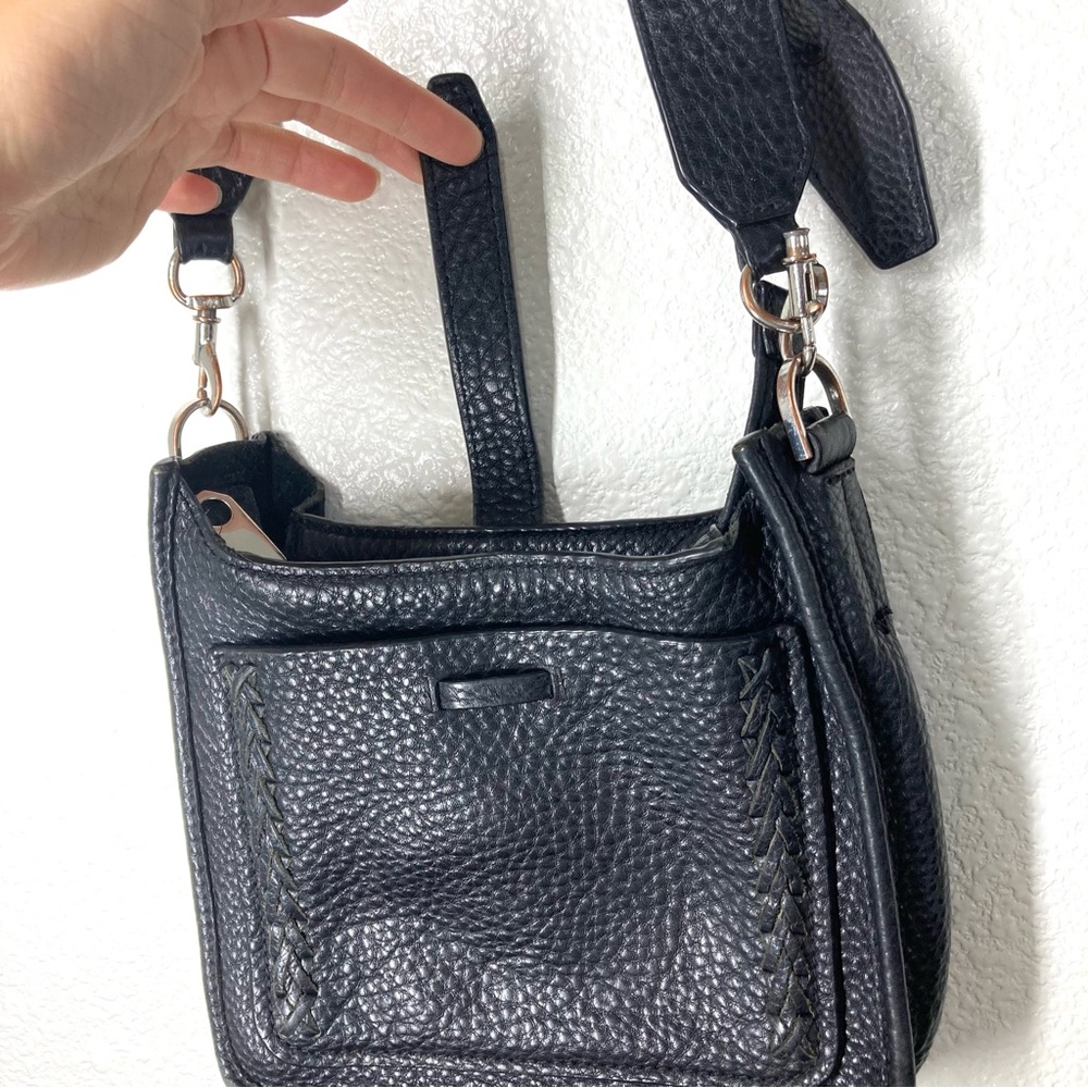 Rebecca Minkoff Pebbled Leather Mini Tote Bag 8x7" Black Minimalist - Picture 10 of 16